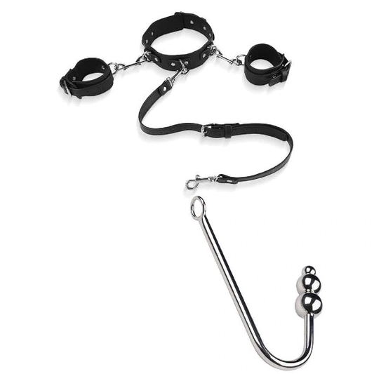 with Elegant Hook Collar and Anal Cuffs Beaded 5334 0112